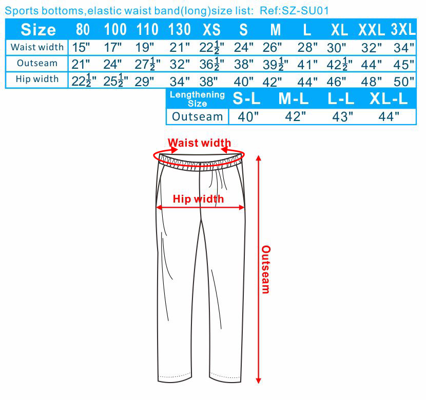 Sport Pant Size Chart