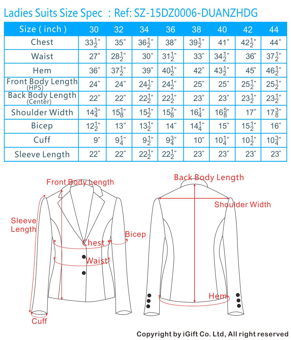 Business Suits Size Chart Singapore