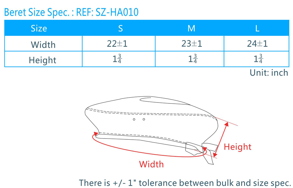 Cap Size Chart Singapore