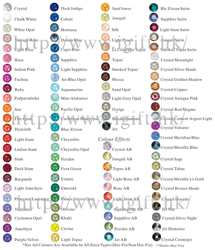 hotfix rhinestone color chart, rhinestone colors chart, hotfix pattern ...