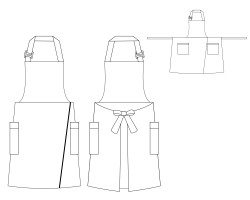 full length aprons with seam pockets design illustration, full length aprons with side pockets design reference
