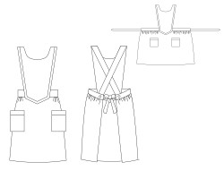cross back straps aprons with side-opening pockets sketch download, cross back straps aprons with side-opening pockets design sketch