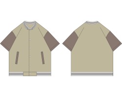 Customized khaki baseball shirt, striped baseball collar design, personal design contrasting color short-sleeved baseball shirt