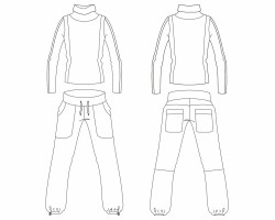 mens winter team tracksuits design download, high collar sportswear and elasticated sports trousers design download