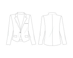 ladies blazer with notch lapels and flap pockets sketch download, ladies blazer with notch lapels and flap pockets ai download