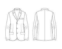 mens single-breasted blazer three buttons design ai download, mens notch lapel blazer design download