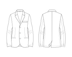 mens blazer single breasted piped pockets illustration download, mens blazer single breasted with three buttons design download