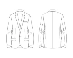 mens blazer with notch lapels template download, mens blazer jacket with flap pockets jpd download