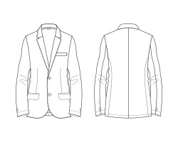 single breasted blazer with two buttons design file download, mens blazer with notch lapels template download