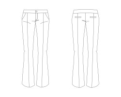 ladies office wear pants sketches download, office ladies straight trousers wide hem design download