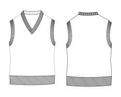 men's sleeveless sweater contrast collar template download, mens v neck knit vest contrast collar illustration download