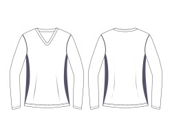 long sleeve tee shirts design maker, side seam contrast color t shirt design, seamed panel tee shirts download