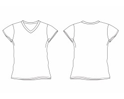 V領修腰貼身t-shirt  t-shirt design T恤版型  T恤穿搭女 T恤版型下載