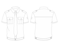 security uniform shirts short sleeve with tie template download, security shirts short sleeve with tie and two flap patch pockets design download