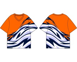 訂做橙色足球服   設計短袖V領足球服  撞色足球服