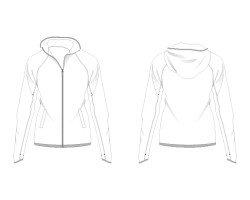 ladies windbreaker jacket with hood design template, ladies hooded windbreaker jacket illustration design