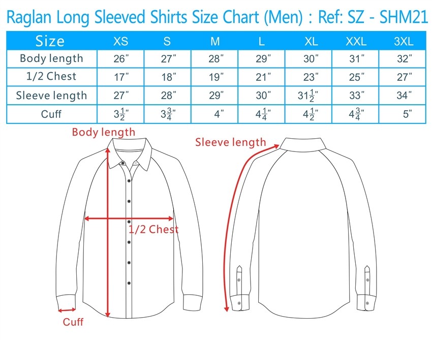 Shirt Sizes Chart