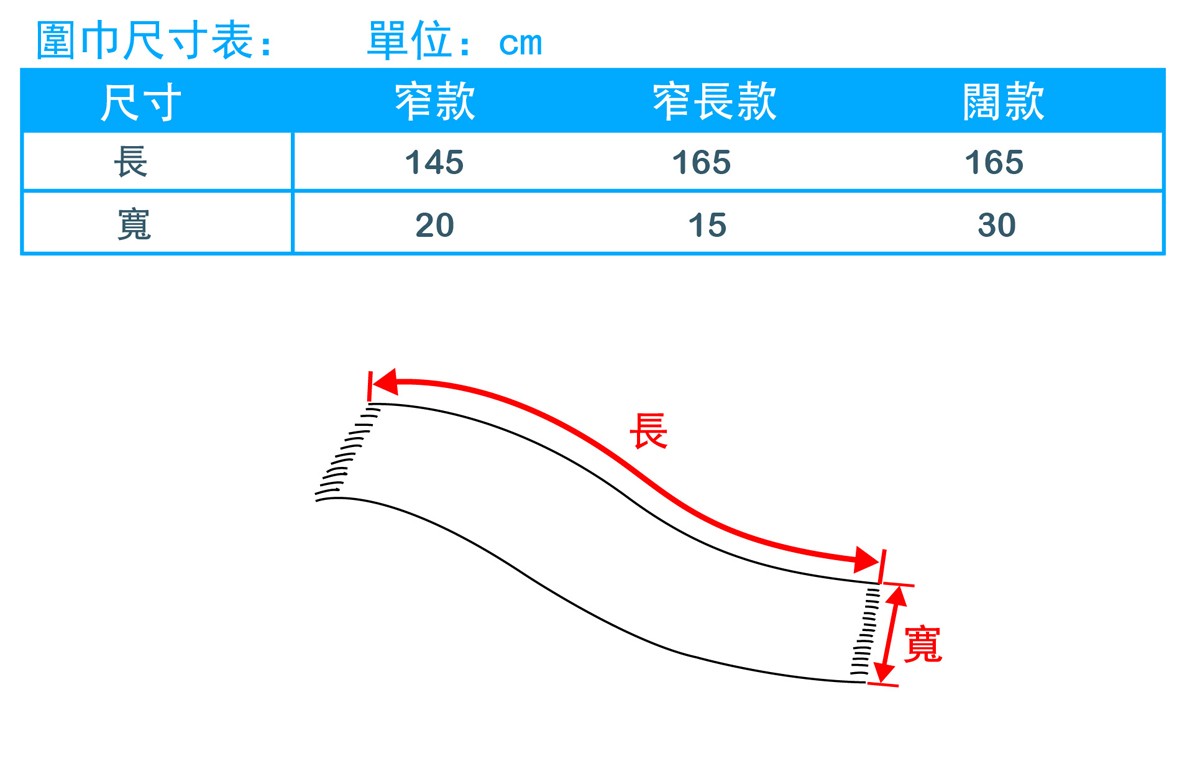 å巾尺寸表