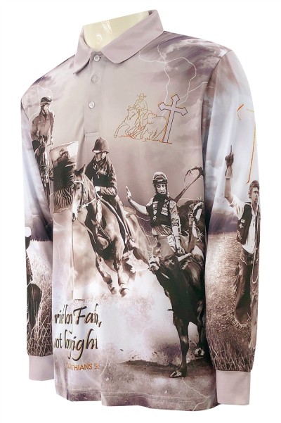 Equestrian gray full-piece sublimation custom-made 3 button Polo