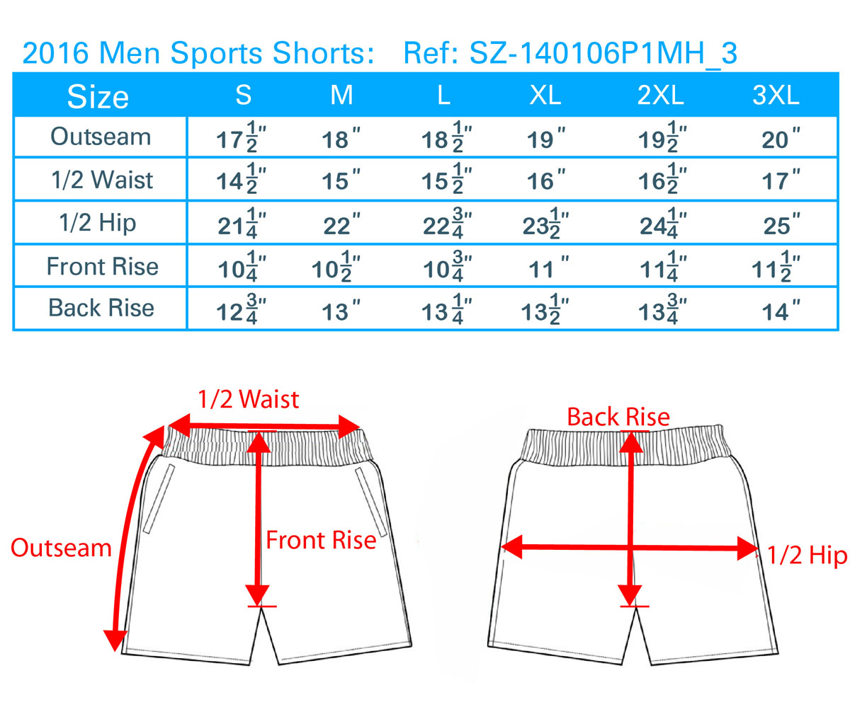 Youth Large Shorts Size Chart