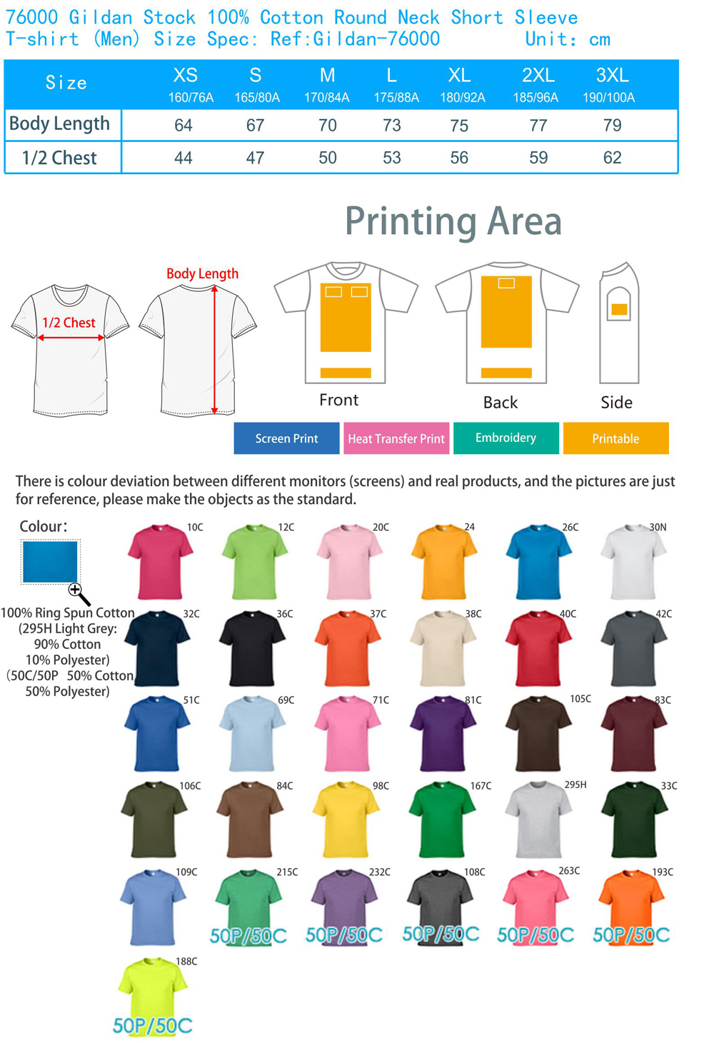 Gildan 76000 Size Chart: A Visual Reference of Charts | Chart Master