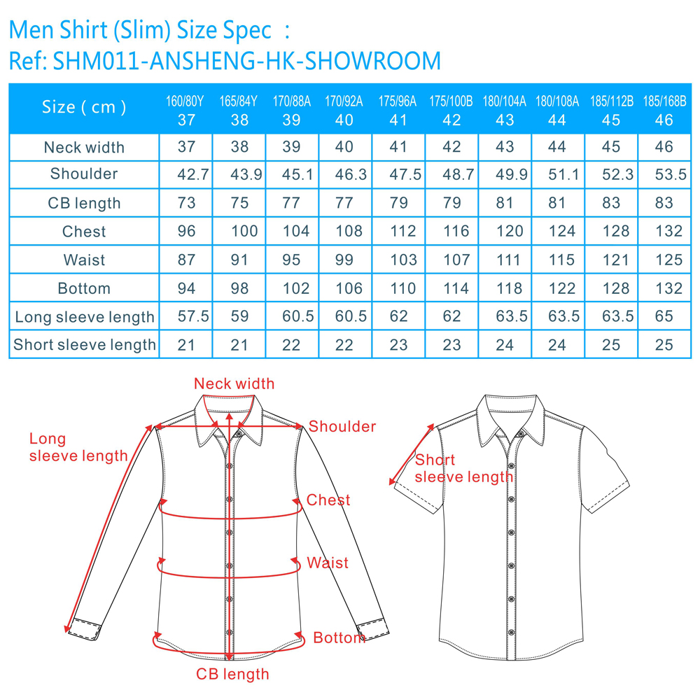 Size Chart For Men Shirt