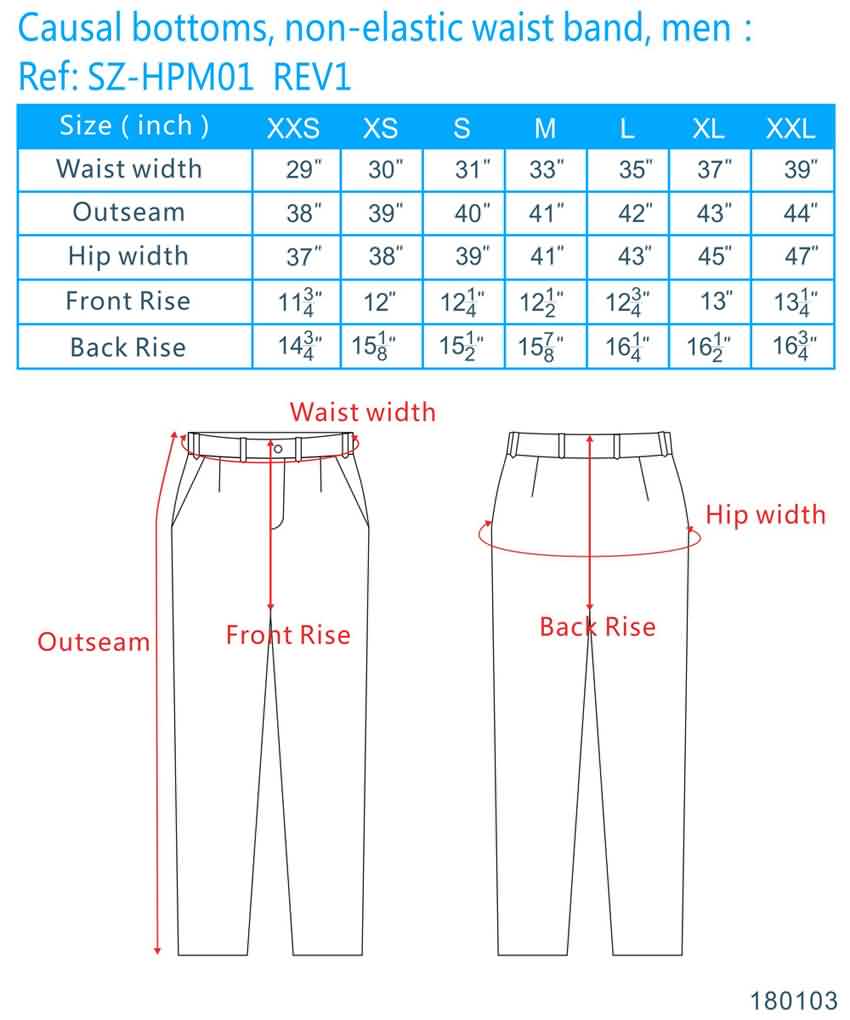 pants size guide