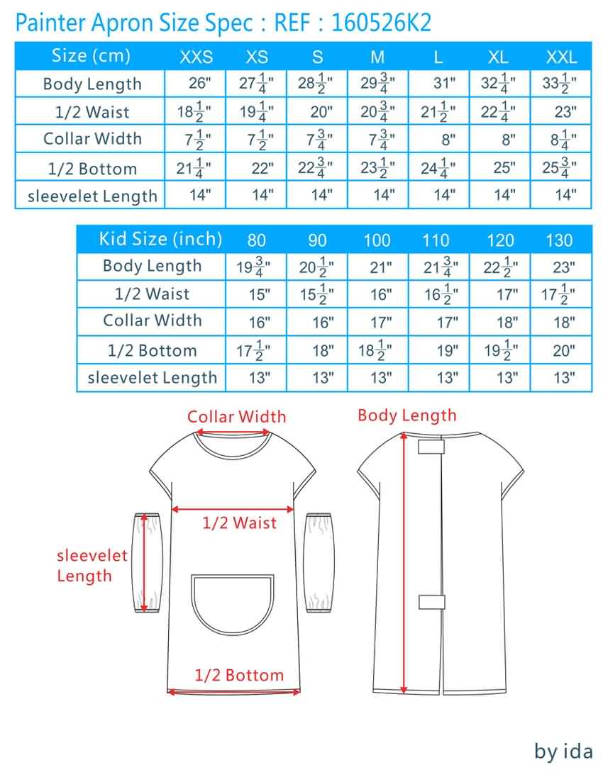 Apron Size Chart