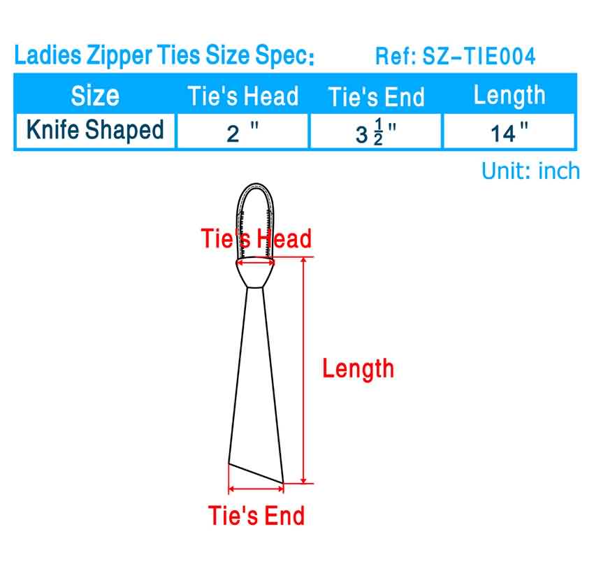 tie size chart, tie length chart, necktie size chart, necktie length