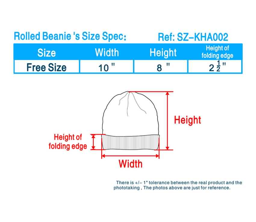 Beanie Hat Size Chart