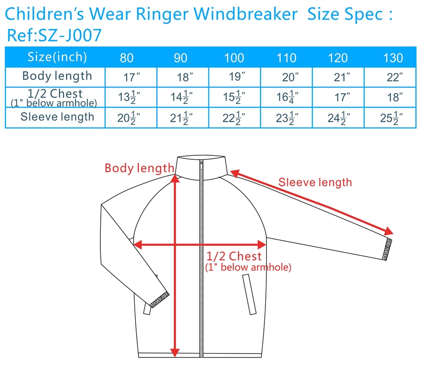 adidas windbreaker size chart