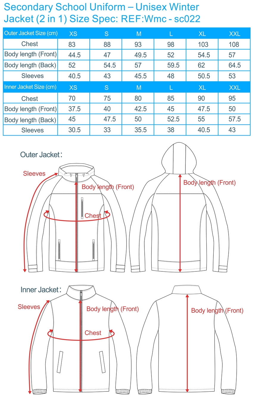 School Uniform Size Chart