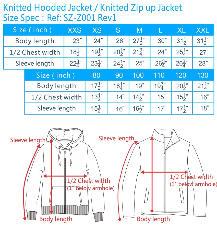 zip fleece jackets sizing, zip fleece hoodies size chart, sweatshirts