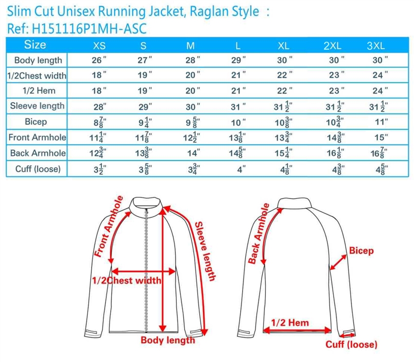 adidas windbreaker size chart