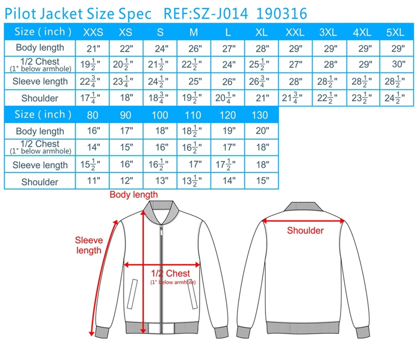 windbreaker sizing chart, windbreaker jacket size chart, mens ...