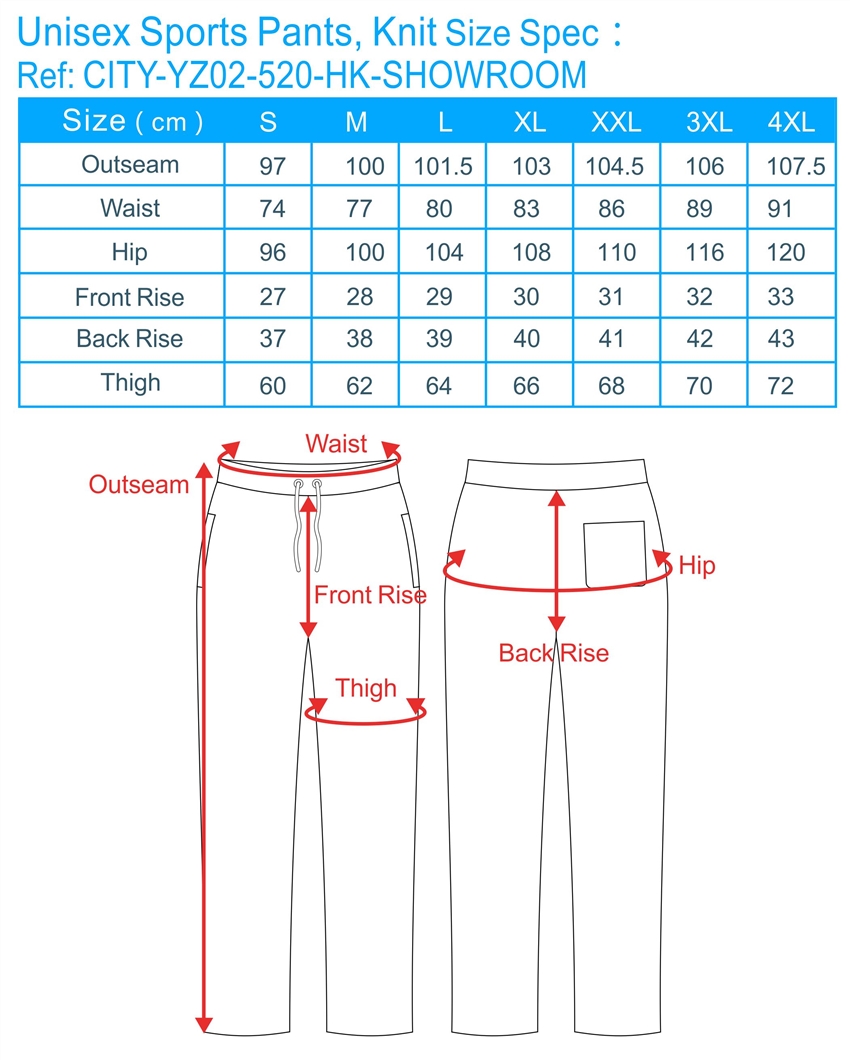 tracksuit pants sizing, track pants sizing, track pants size guide ...